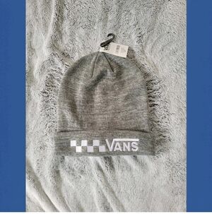 VANS Off the Wall OSFM Unisex Gray Beanie Hat Cap Logo Checkerboard NWT